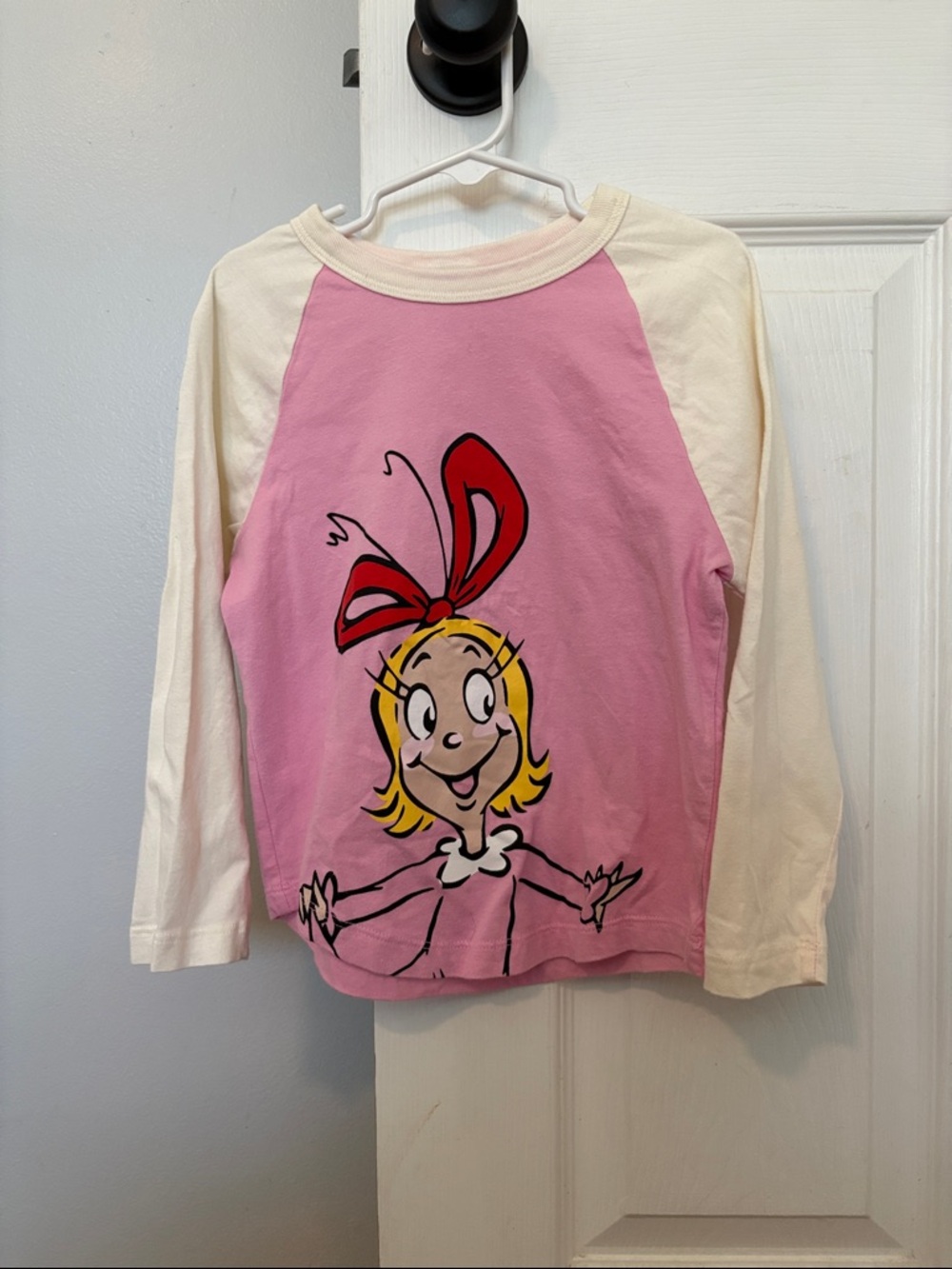Hanna Andersson Pink Raglan Long-Sleeve Tee with Cartoon Girl